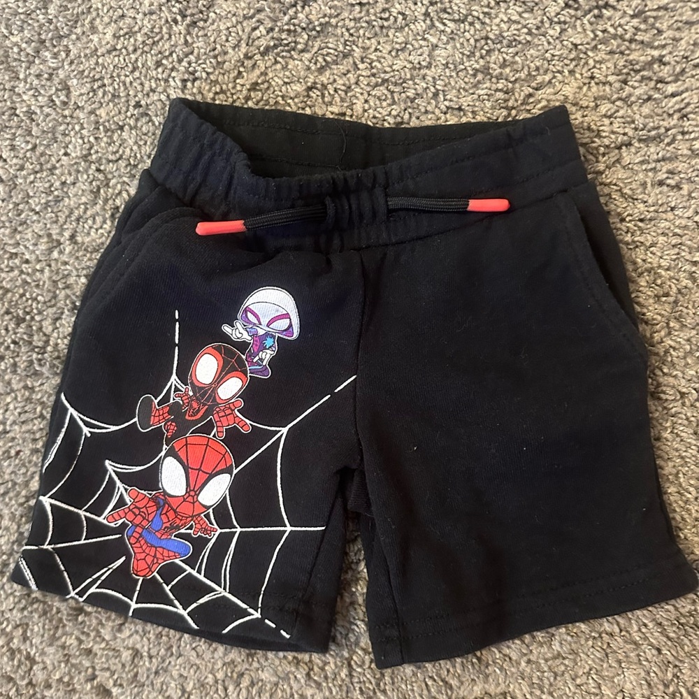 Spiderman Kids Black Shorts with Web Design